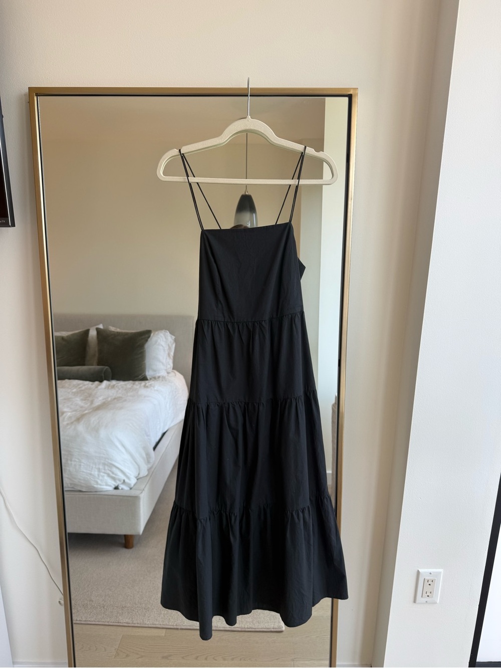 Rails Black Tiered Midi Dress with Spaghetti Straps